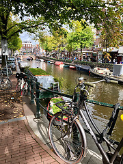 Image showing Autumn view of Old Amsterdam canal