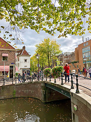 Image showing Autumn view of Old Amsterdam canal