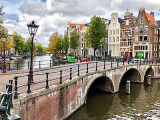 Image showing Autumn view of Old Amsterdam canal