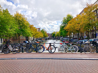 Image showing Autumn view of Old Amsterdam canal