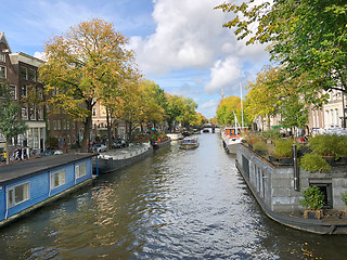 Image showing Autumn view of Old Amsterdam canal