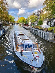 Image showing Autumn view of Old Amsterdam canal