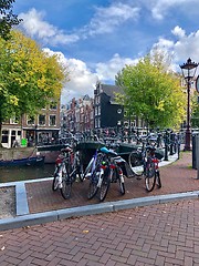 Image showing Autumn view of Old Amsterdam canal