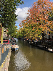 Image showing Autumn view of Old Amsterdam canal