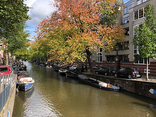 Image showing Autumn view of Old Amsterdam canal