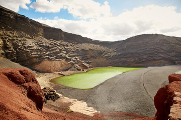 Image showing Green volcanic lake Charco de los Clicos at Lanzarote