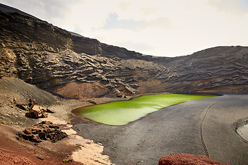 Image showing Green volcanic lake Charco de los Clicos at Lanzarote