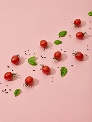 Image showing tomatoes, basil and pepper