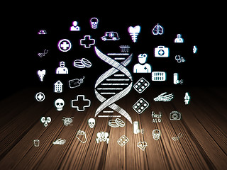 Image showing Health concept: DNA in grunge dark room