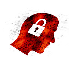 Image showing Data concept: Head With Padlock on Digital background