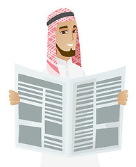 Image showing Muslim businessman reading newspaper.