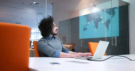 Image showing businessman working using a laptop in startup office