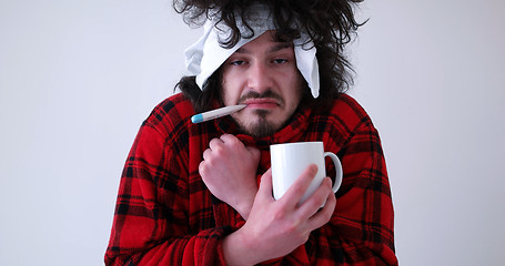 Image showing Man with flu and fever