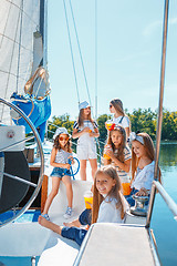 Image showing The children on board of sea yacht