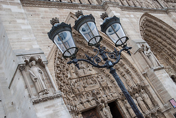 Image showing Street lamp outside the Notre Dame