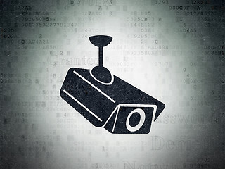 Image showing Privacy concept: Cctv Camera on Digital Data Paper background