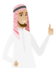 Image showing Young muslim businessman giving thumb up.