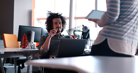 Image showing Startup Business Team At A Meeting at modern office building