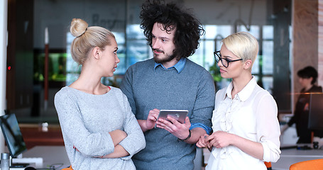 Image showing Startup Business Team At A Meeting at modern office building