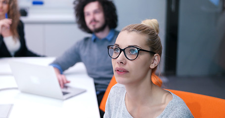 Image showing Startup Business Team At A Meeting at modern office building