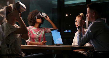 Image showing Multiethnic Business team using virtual reality headset