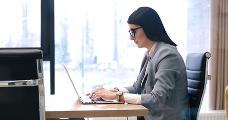 Image showing businesswoman using a laptop in startup office