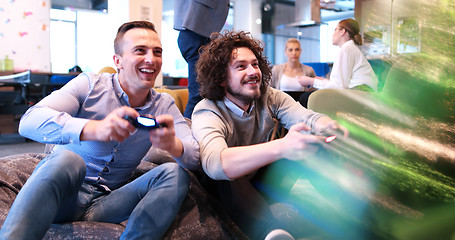 Image showing Office Workers Playing computer games