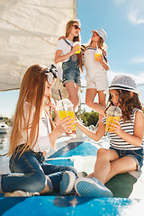 Image showing The children on board of sea yacht