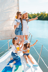 Image showing The children on board of sea yacht