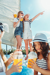 Image showing The children on board of sea yacht