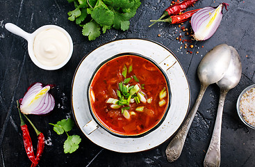 Image showing Traditional Ukrainian Russian borscht 