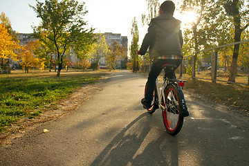 Image showing Happy boy ride the bicycle