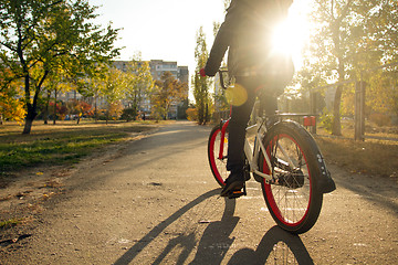 Image showing Happy boy ride the bicycle