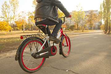 Image showing Happy boy ride the bicycle