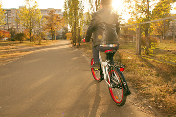 Image showing Happy boy ride the bicycle