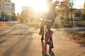 Image showing Happy boy ride the bicycle