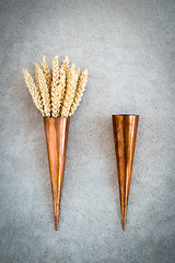 Image showing Vintage copper cones and wheat ears