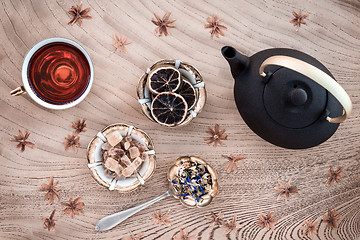 Image showing Floral tea and brown sugar