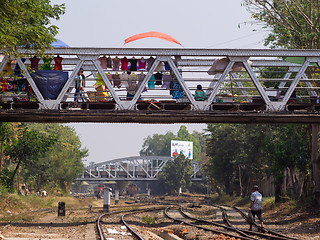 Image showing Shop on a bridge in Myanmar