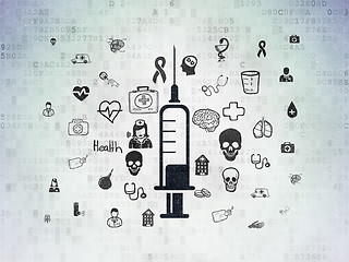 Image showing Medicine concept: Syringe on Digital Data Paper background