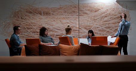 Image showing Startup Business Team At A Meeting at modern office building