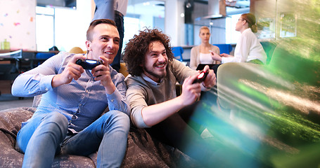 Image showing Office Workers Playing computer games