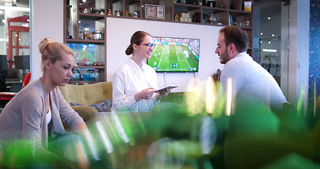 Image showing Startup Business Team At A Meeting at modern office building