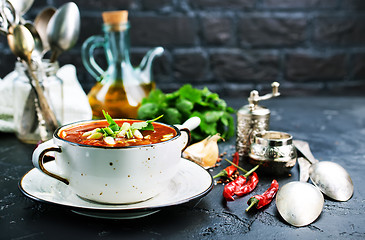 Image showing Traditional Ukrainian Russian borscht 