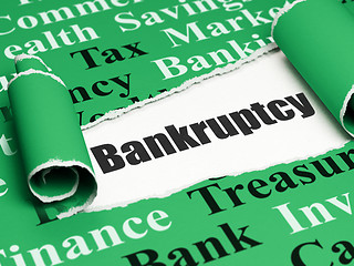 Image showing Banking concept: black text Bankruptcy under the piece of  torn paper