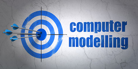 Image showing Science concept: target and Computer Modelling on wall background