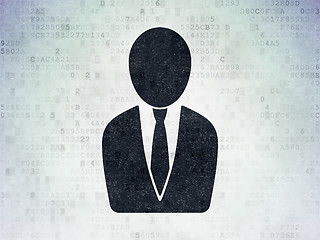 Image showing Law concept: Business Man on Digital Data Paper background