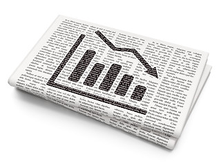 Image showing Marketing concept: Decline Graph on Newspaper background