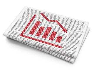 Image showing Marketing concept: Decline Graph on Newspaper background