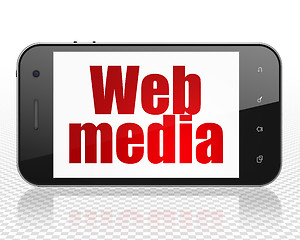 Image showing Web development concept: Smartphone with Web Media on display